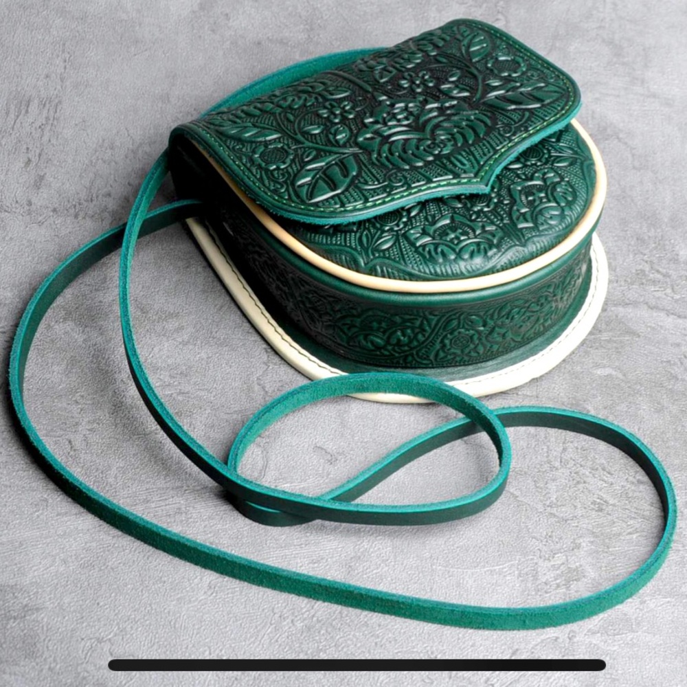 Dark Green Handmade Crossbody Bag